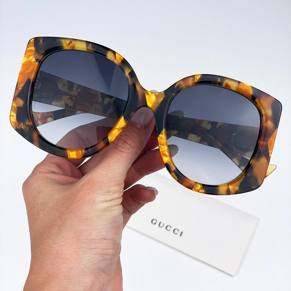 Gucci GG1257S 004 Sunglasses Havana Gradient Blue Butterfly Oversized Women main image 9